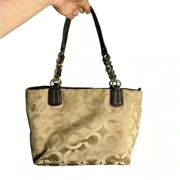Coach Beige/Brown Fabric Madison Op Art Tote - Picture 4 of 7